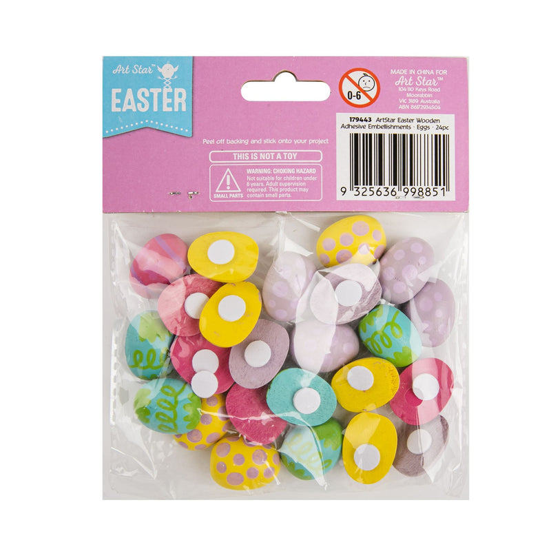 Gold Wooden Adhesive Egg Embellishments 24pc Easter