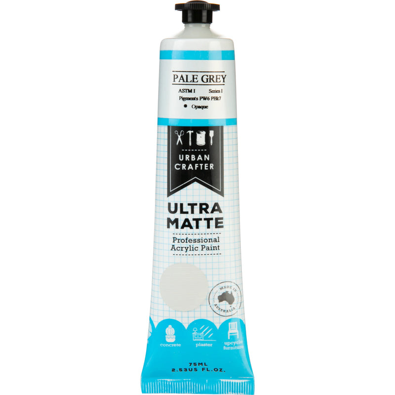 Light Gray Urban Crafter Ultra Matte Acrylic Paint Pale Grey Opaque S4 ASTM1 75ml Acrylic Paints