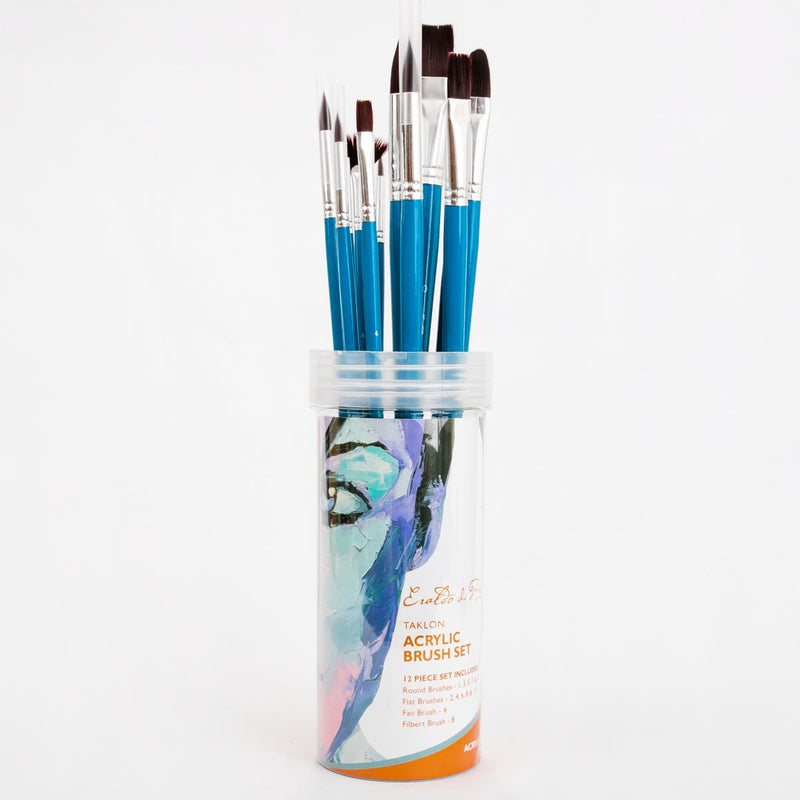White Smoke Eraldo Taklon Acrylic Brush Set 12 Pack Brushes