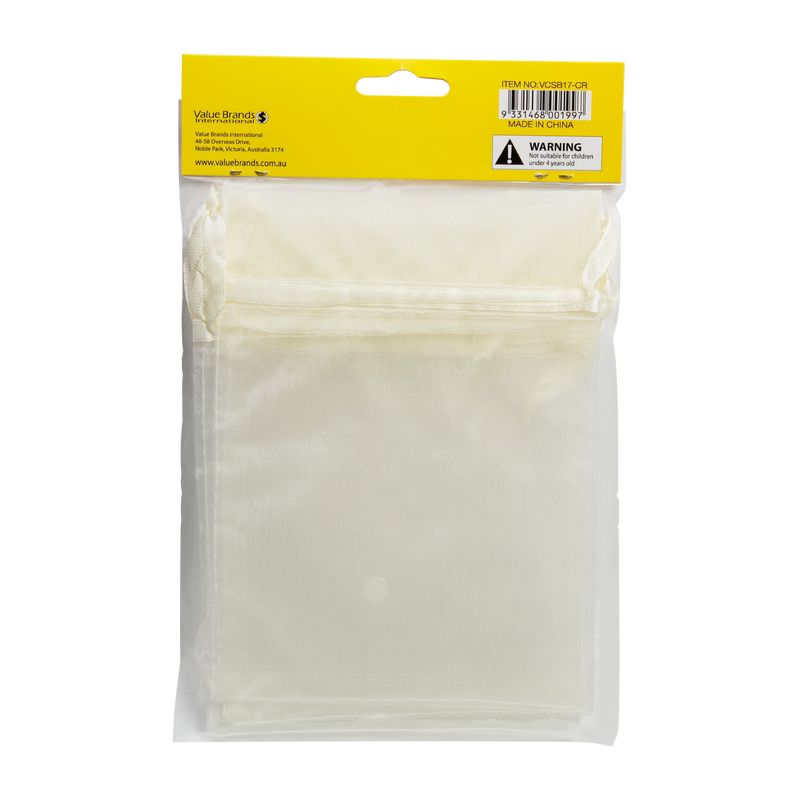 Light Gray Value Craft  Organza Small 17cm X 12.5cm Cream 5  Pieces Treat Bags Boxes and Fillers