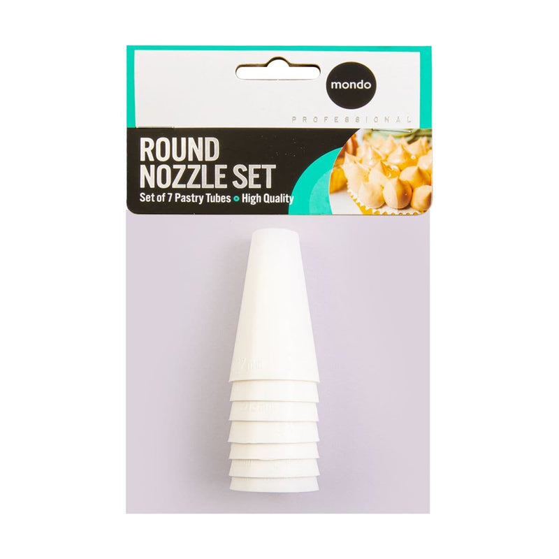Light Gray Mondo Pastry Pipping  Decorating Nozzle Round Set Of 7 Cake Decorating Tools