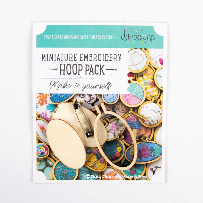 Bisque Dandelyne Mini Wooden Embroidery Hoop-Small Vertical With Brooch Needlework Hoops and Frames