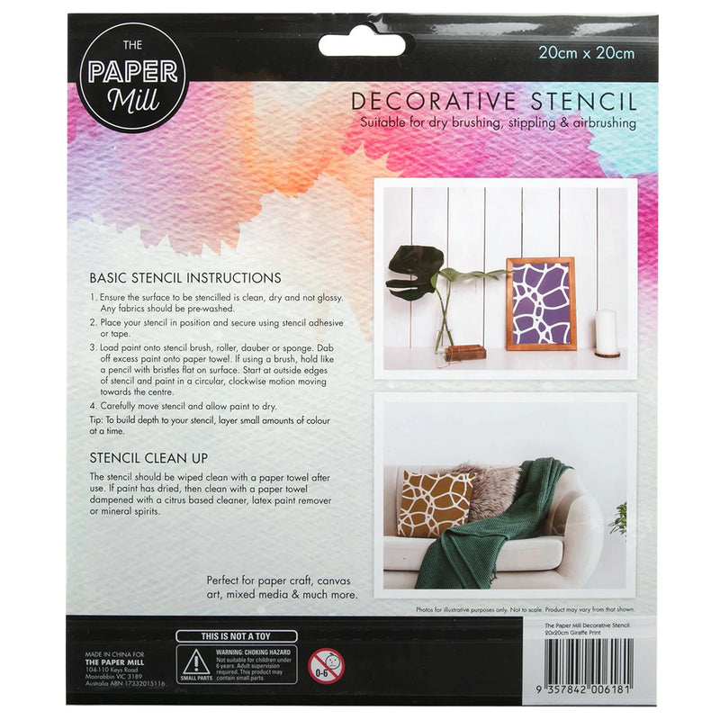 Dark Slate Gray The Paper Mill Decorative Stencil 20 x 20cm Shattered Quilting and Sewing Tools and Accessories