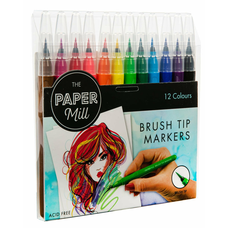 Light Gray Paper Mill Brush Tip Markers (12 Piece) Pens and Markers