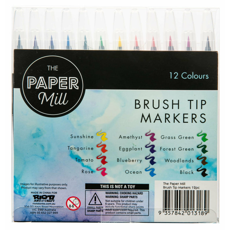 Light Gray Paper Mill Brush Tip Markers (12 Piece) Pens and Markers