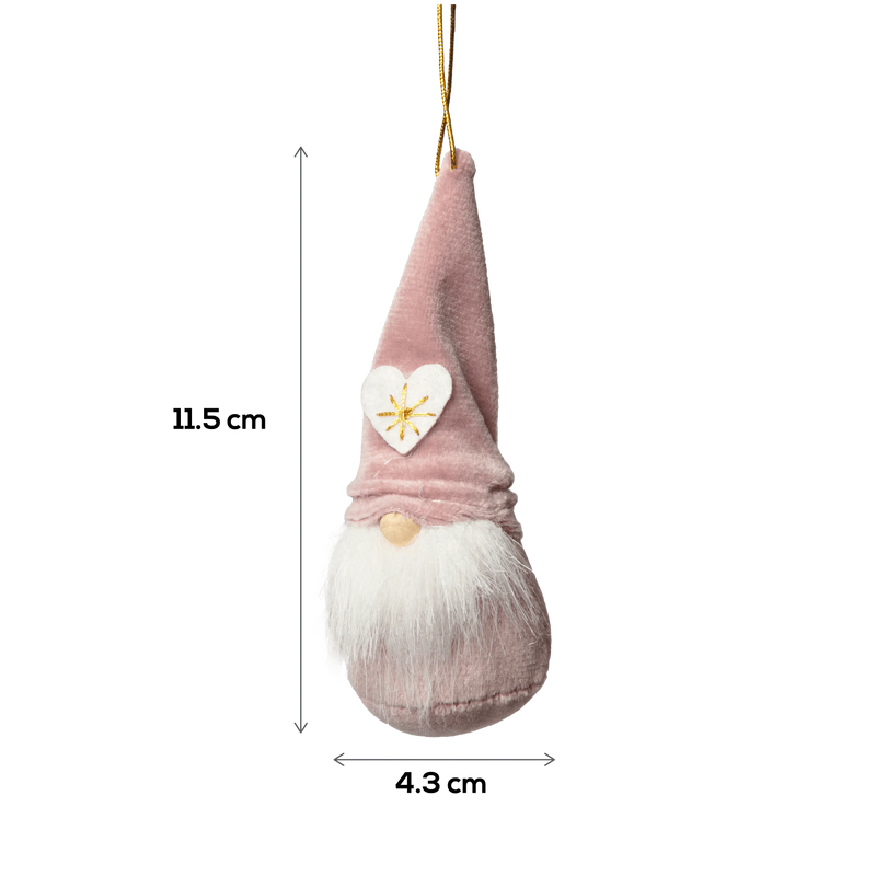Christmas Hanging Decorative Gnome-Pink 5x13cm