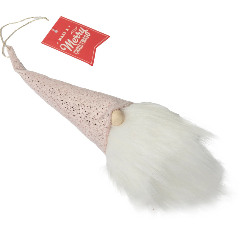 Christmas Hanging Gnome Decoration with Pink Hat 30x7cm
