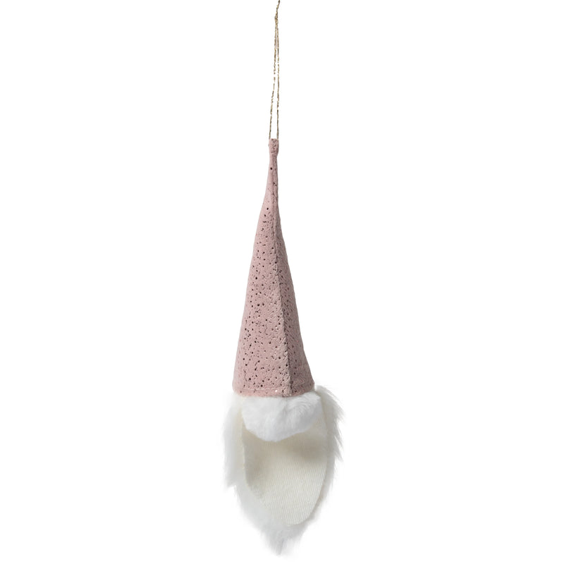 Christmas Hanging Gnome Decoration with Pink Hat 30x7cm