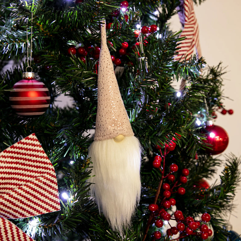 Christmas Hanging Gnome Decoration with Pink Hat 30x7cm