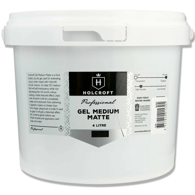 Light Gray Holcroft  Professional Acrylic  Gel Medium Matte 4 Litre Acrylic Paints