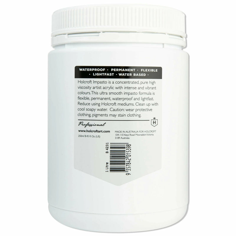 Lavender Holcroft Professional Acrylic Impasto Paint - Carbon Black 1 Litre Acrylic Paints