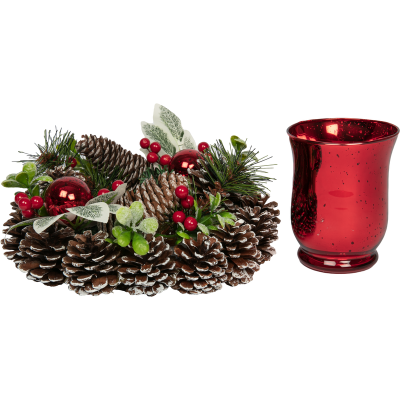 Make a Merry Christmas Decorated Glass Candle Holder (22cm Diameter)