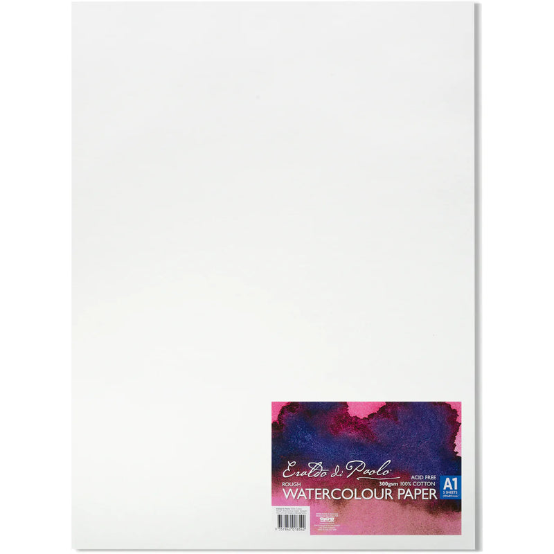 Eraldo Di Paolo 100% Cotton Rough  Watercolour Paper 300gsm Pack of 5 A1 Sheets (594x841mm)