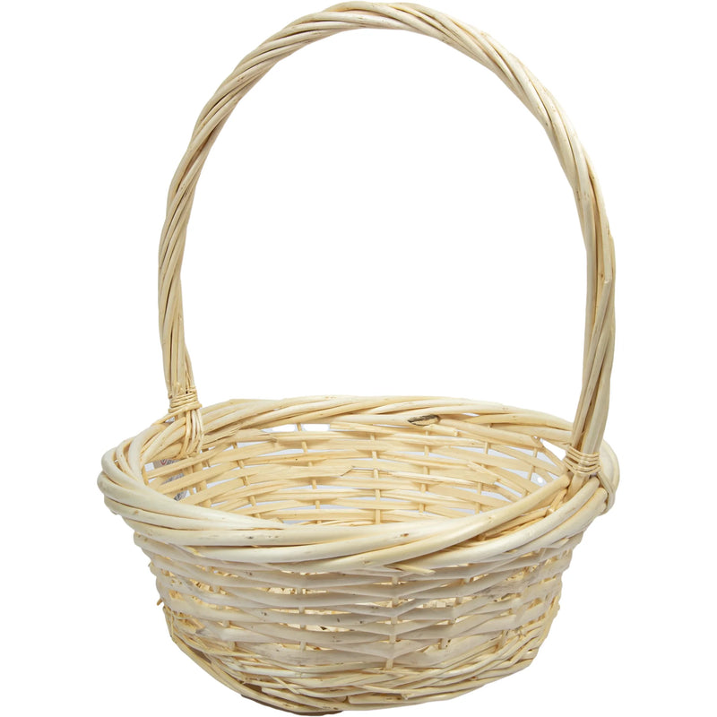 Tan Urban Crafter Bleached Split Willow Round Basket with Handle Large 31 x 31 x 12.5cm Boxes