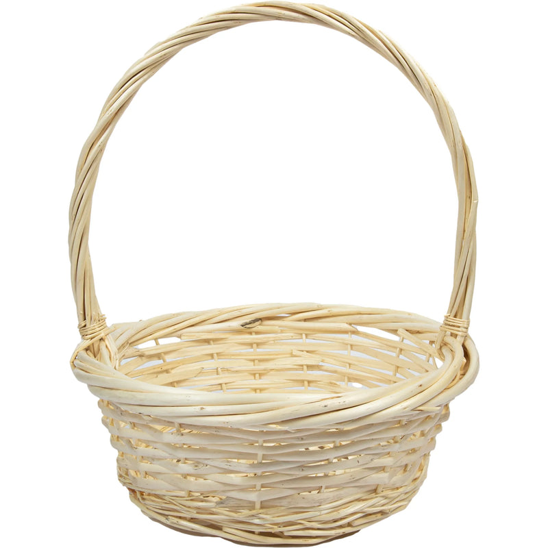 Tan Urban Crafter Bleached Split Willow Round Basket with Handle Large 31 x 31 x 12.5cm Boxes