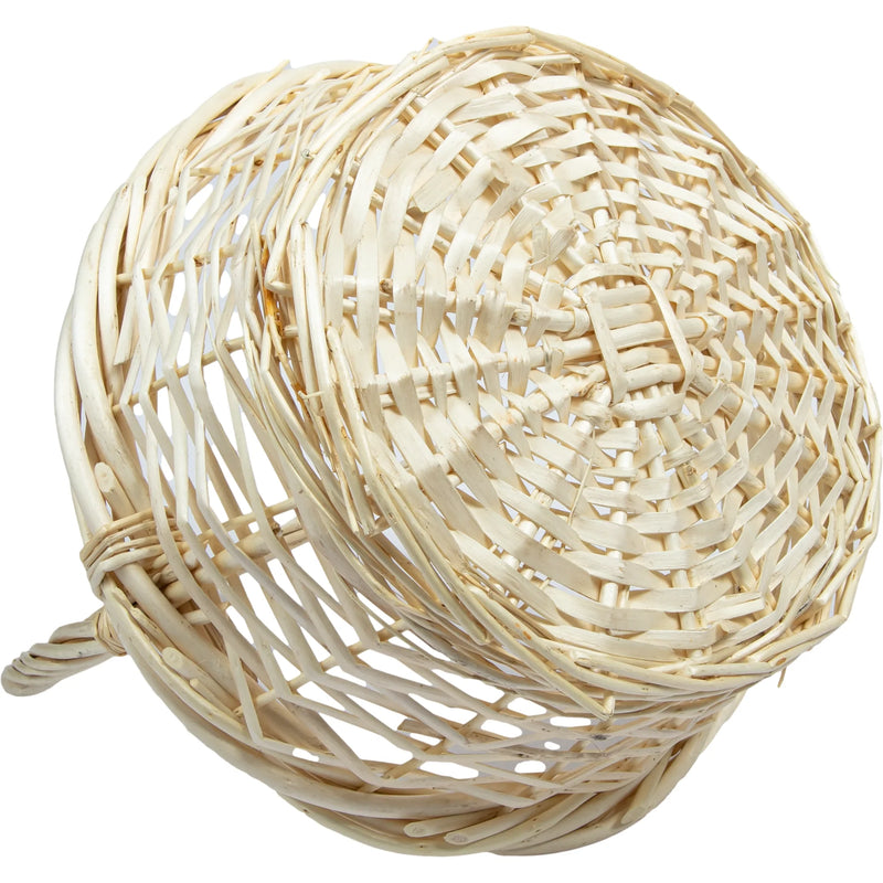 Light Gray Urban Crafter Bleached Split Willow Round Basket with Handle Large 31 x 31 x 12.5cm Boxes