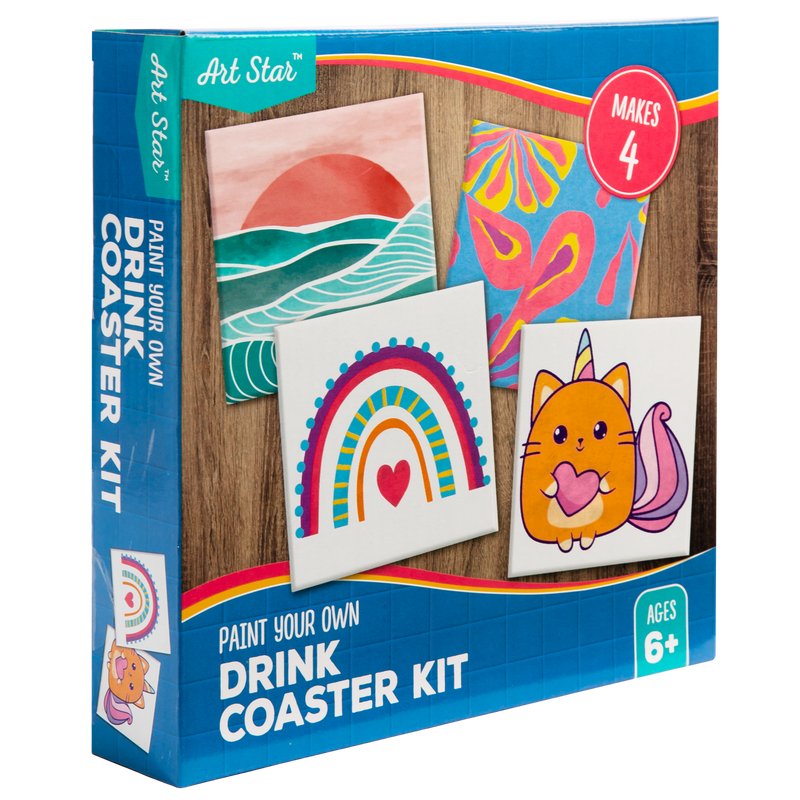 Dark Cyan Art Star Paint Your Own Drink Coaster Kit-Makes 4 Kids Craft Kits
