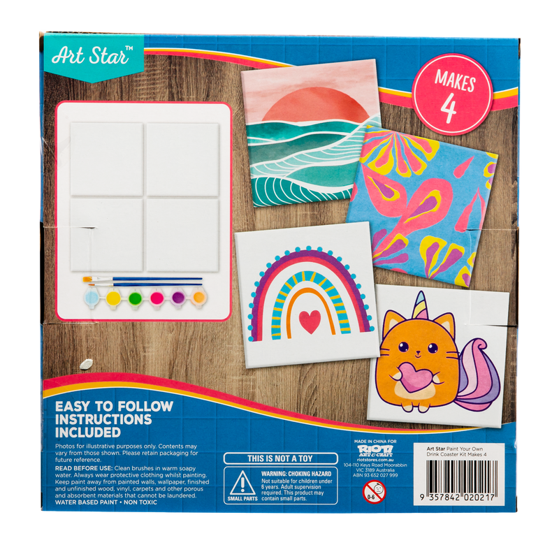 Dark Cyan Art Star Paint Your Own Drink Coaster Kit-Makes 4 Kids Craft Kits