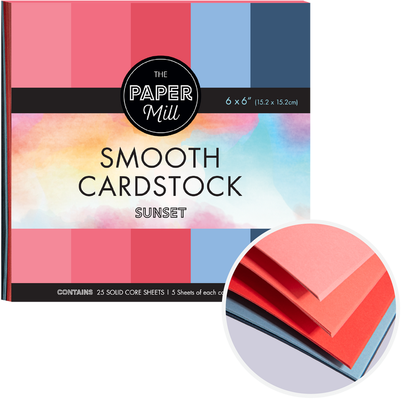 The Paper Mill Coloured Core Smooth Cardstock 180gsm 6 x 6" 25 Sheets Sunset