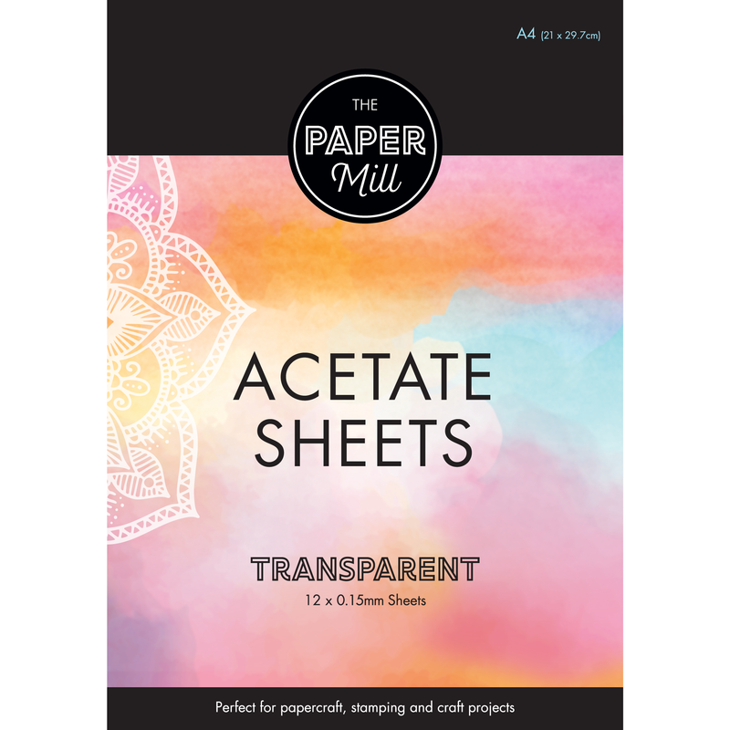 The Paper Mill Clear Acetate Sheets 0.15mm Thick A4 12 Sheets