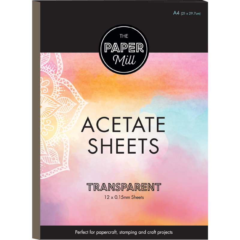 The Paper Mill Clear Acetate Sheets 0.15mm Thick A4 12 Sheets