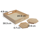 Tan Urban Crafter Pine Rectangular Tray and Hexaganol Coaster Set (5 Pieces) Woodcraft