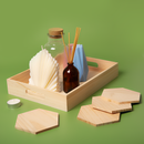 Olive Drab Urban Crafter Pine Rectangular Tray and Hexaganol Coaster Set (5 Pieces) Woodcraft