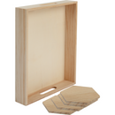 Tan Urban Crafter Pine Rectangular Tray and Hexaganol Coaster Set (5 Pieces) Woodcraft
