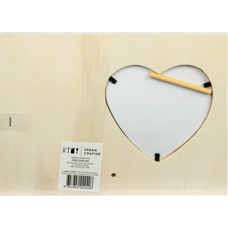 Light Gray Urban Crafter Plywood Rectangular Panel with Heart Shaped Photo Frame Woodcraft
