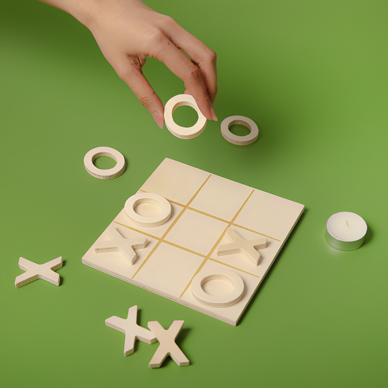 Olive Drab Urban Crafter Plywood Noughts and Crosses Set (11 Pieces) Woodcraft