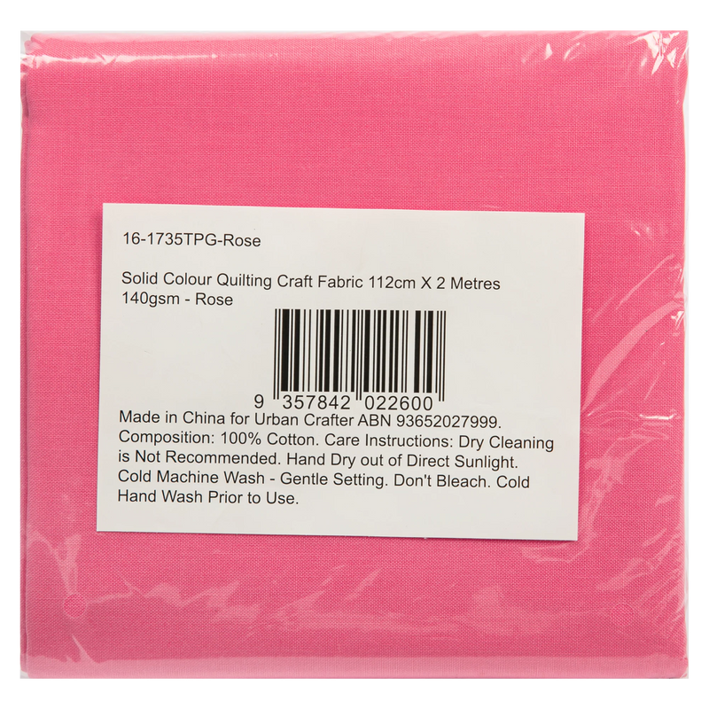 Solid Colour Quilting and Craft Fabric-Rose 100% Cotton, 112cm X 2m, 140gsm (1 Piece)