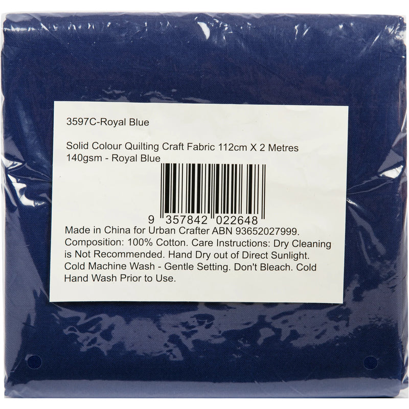 Solid Colour Quilting and Craft Fabric-Royal Blue 100% Cotton, 112cm X 2m, 140gsm (1 Piece)