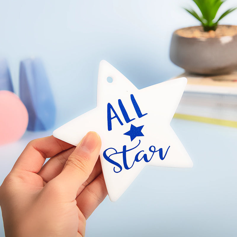 Personalisable Ceramic Coaster with Cork- Pentagram Star 12x12cm