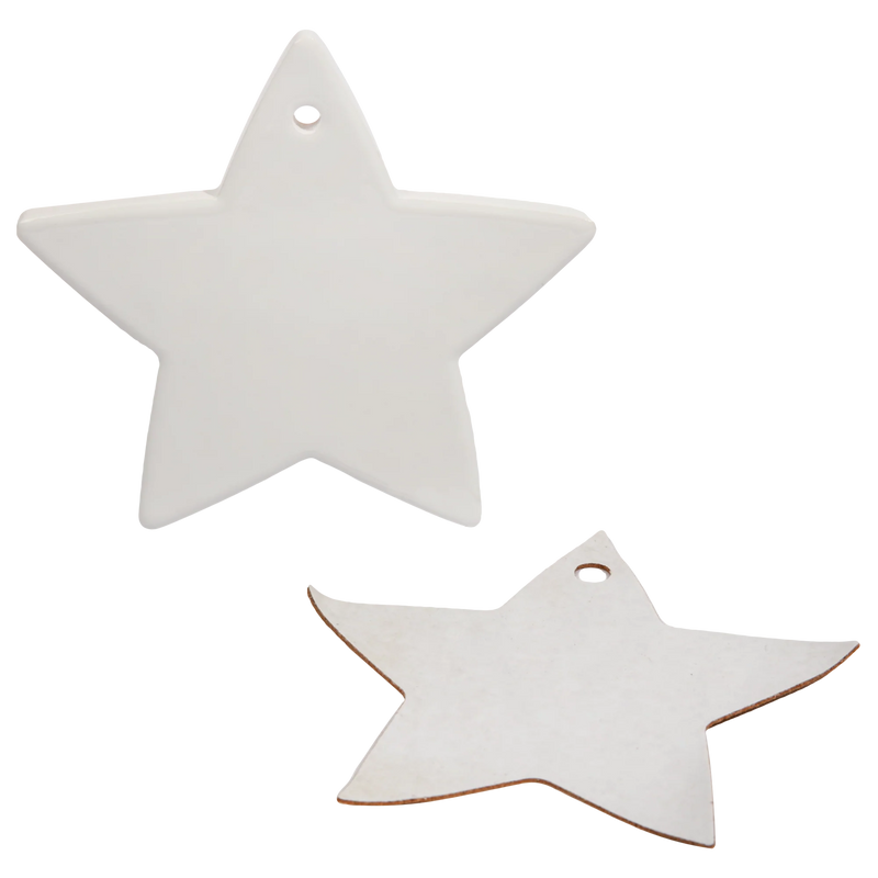 Light Gray Personalisable Ceramic Coaster with Cork- Pentagram Star 12x12cm Craft Basics