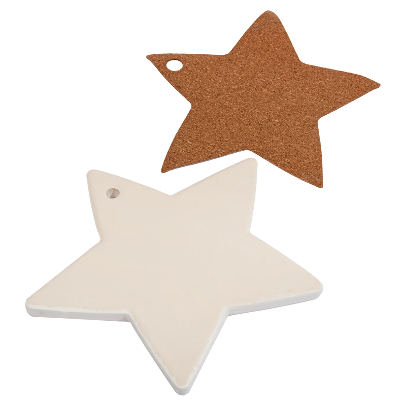 Light Gray Personalisable Ceramic Coaster with Cork- Pentagram Star 12x12cm Craft Basics