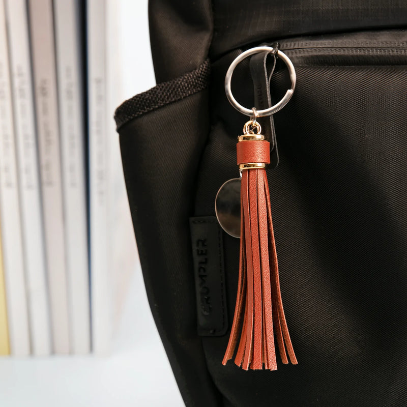 Personalisable Round Keychain with Long Tassel (Brown)