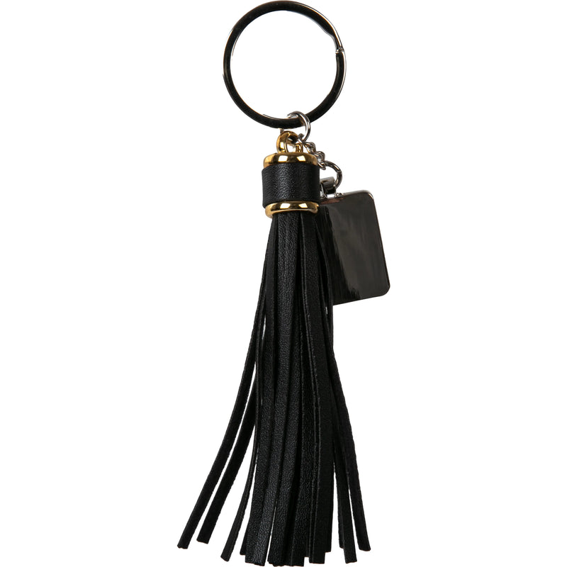 Personalisable Rectangular Keychain with Long Tassel (Black)