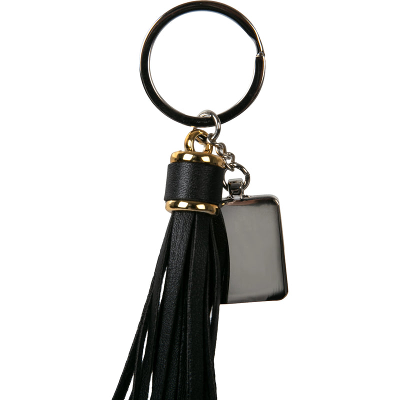 Personalisable Rectangular Keychain with Long Tassel (Black)