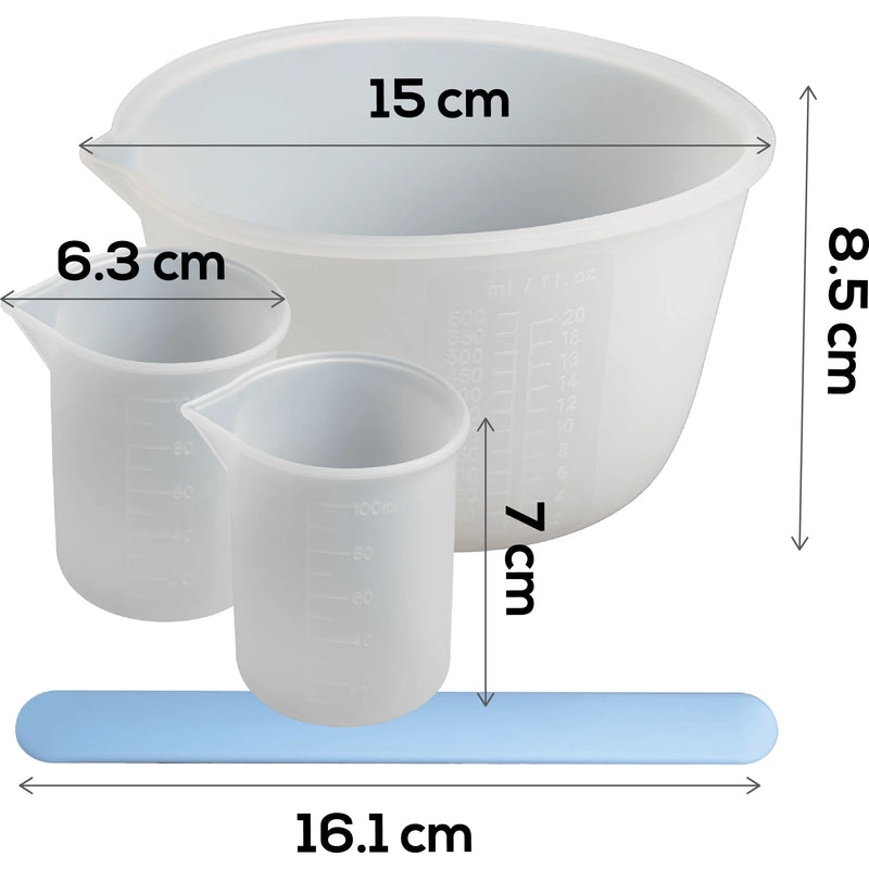 Urban Crafter Silicone Mixing Set - 3 x Cups , 1 x Silicone Stir Stick