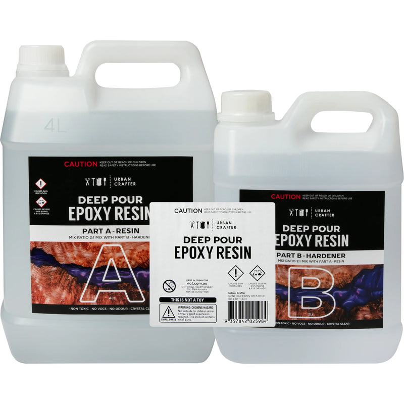 Urban Crafter Deep Pour Epoxy Resin Kit 2:1, 6Lt (4Lt + 2Lt)