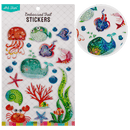 Light Gray Art Star Embossed Foil Stickers Underwater Friends (10 Stickers) Paper Craft