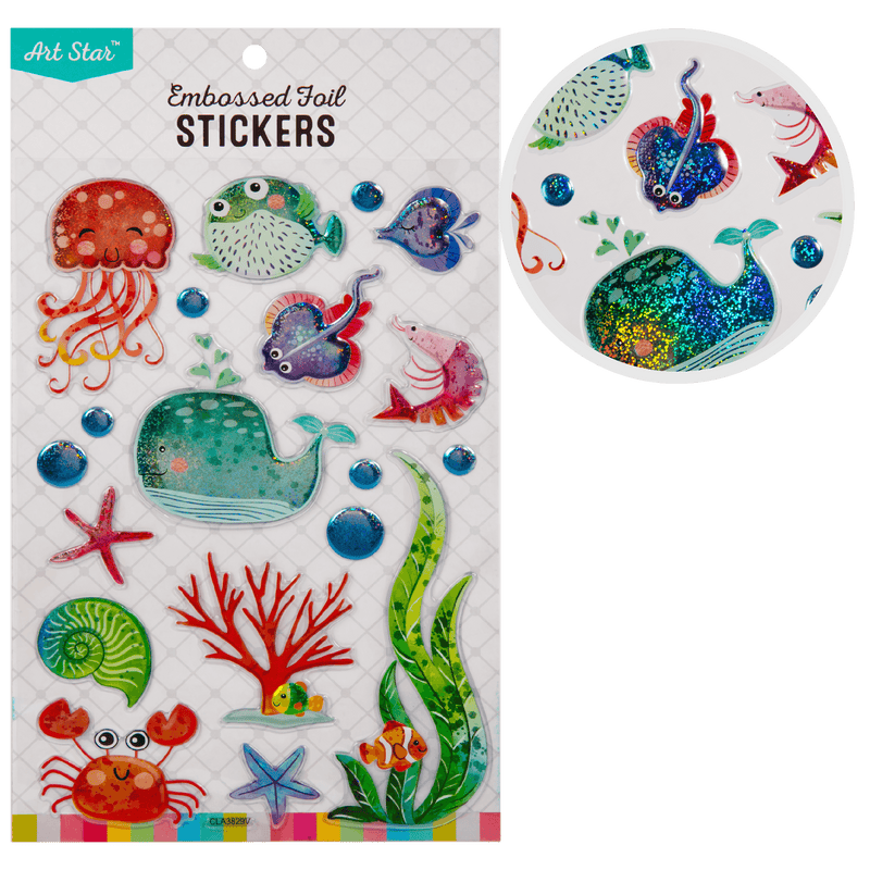 Art Star Embossed Foil Stickers Underwater Friends (10 Stickers)