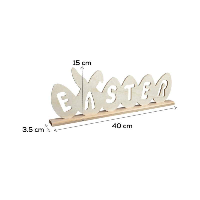 Light Gray Art Star Easter Pine and Plywood Freestanding Easter Table Decoration 40 x 3.5 x 15cm Easter
