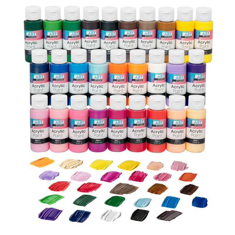 The Art Studio Acrylic Paint 59ml Bottles 28 Piece Bulk Pack