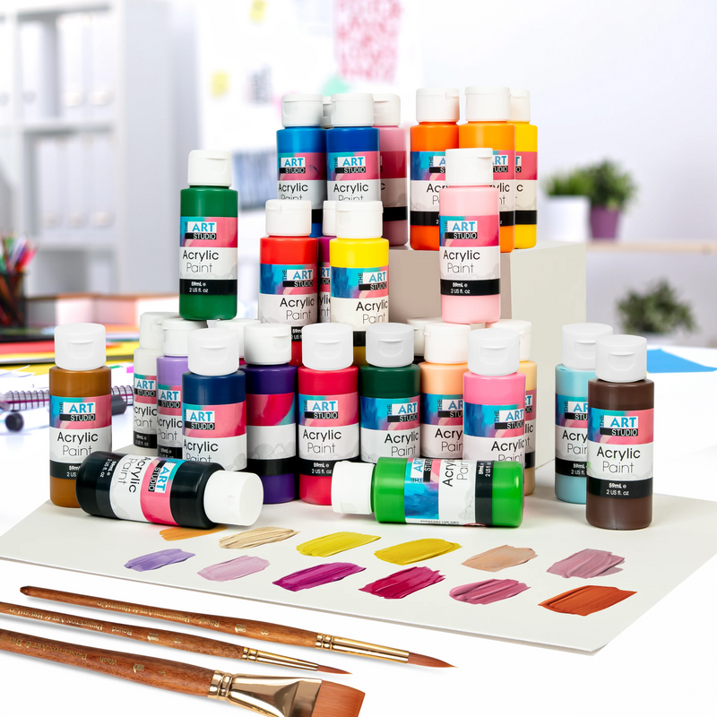 The Art Studio Acrylic Paint 59ml Bottles 28 Piece Bulk Pack
