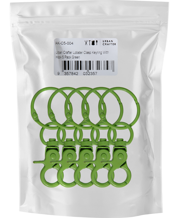 Light Gray Urban Crafter Lobster Clasp Keyring With Hook 5 Pack Green Resin Craft