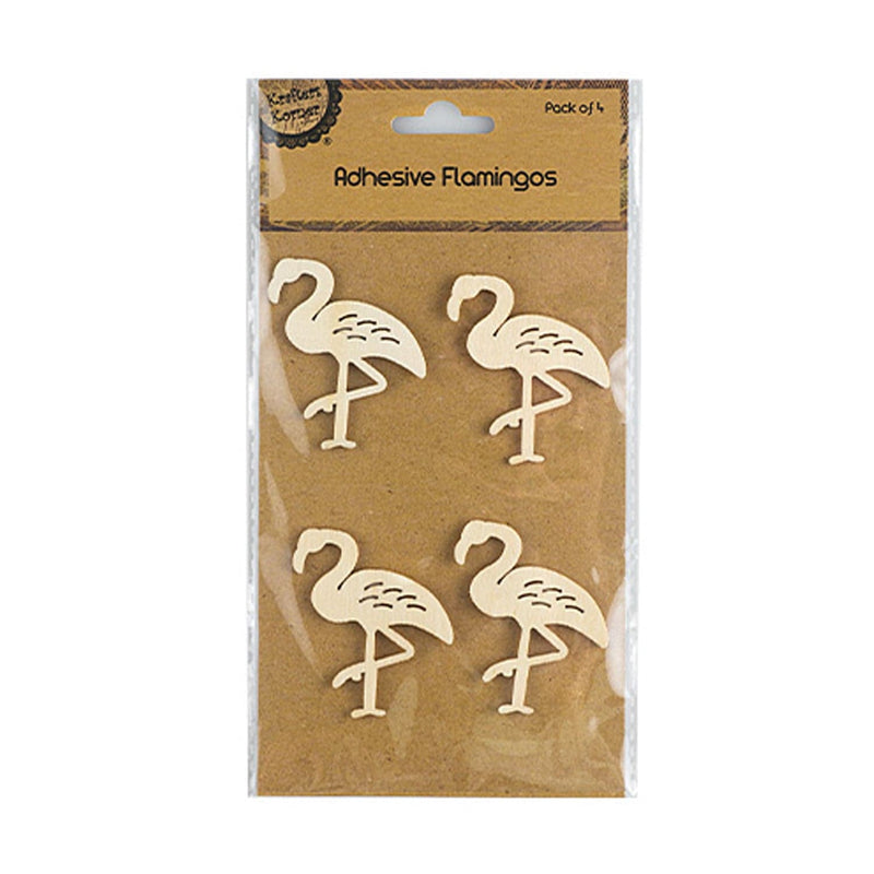 Dark Khaki Krafters Korner Wooden Flamingo Adhesive (4 Pack) Kids Wood Craft