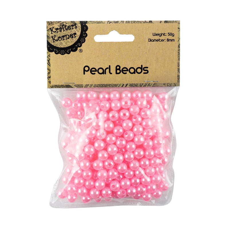 Tan Krafters Korner Pearl Beads-Pink 8mm 50g Beads