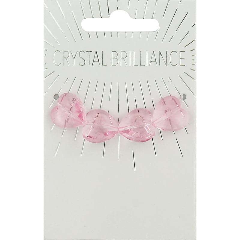 Light Gray Ribtex Crystal Hearts-Pink 14mm (4 Pieces) Beads
