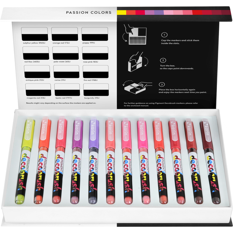 Light Gray PIGMENT decobrush Passion Colours Collection 12 pieces Pens and Markers